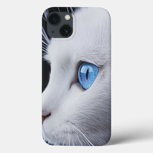 Coques Case-Mate iPhone Charmant chat blanc avec yeux bleus - iPhone 13 Co (Verso)