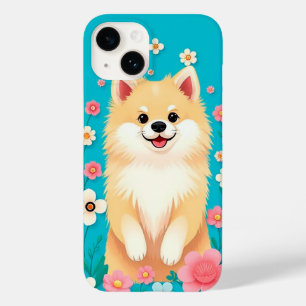 Coque Case-Mate iPhone Charme Floral Pomeranian Fluffy 🌸🐾 Mignon Dessin