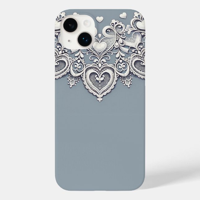 Coques Case-Mate iPhone Charme Romantique Cœurs en Dentelle Blanche Élégan (Verso)