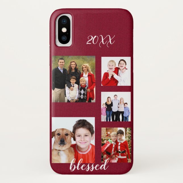 Coques Case-Mate iPhone Charming Holiday Famille Photo Collage Monogramme (Dos)
