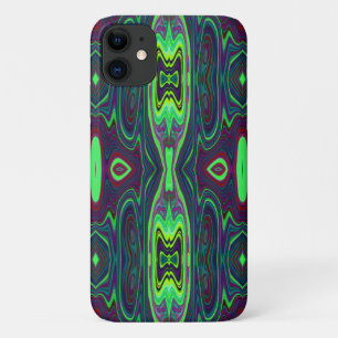 Case-Mate iPhone Case Chartreuse Abstraite rétro, Motif rouge et bleu