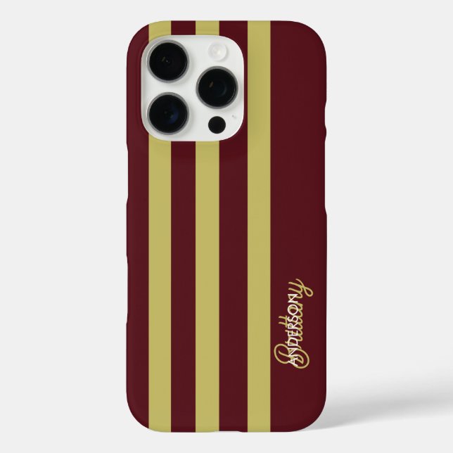 Coques Case-Mate iPhone Chartreuse Green and Burgundy Stripes Pattern  (Verso)