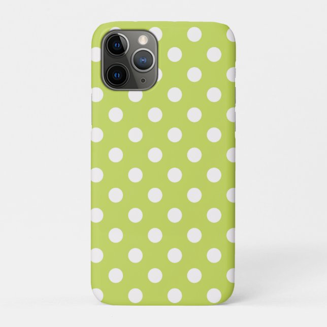 Coques Case-Mate iPhone Chartreuse vert citron et pois blancs (Dos)