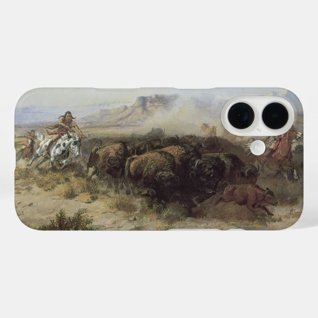 Coques Case-Mate iPhone Chasse au bison no 26 par CM Russell, Indiens Vint (Verso (horizontal))