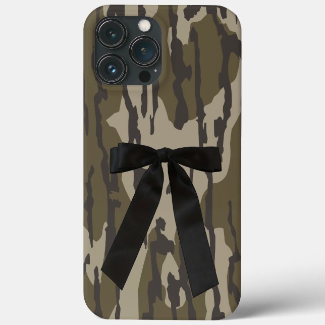 Coques Case-Mate iPhone Chasse Fille Bottom Lands Camo Noir Ruban Nœud (Verso)