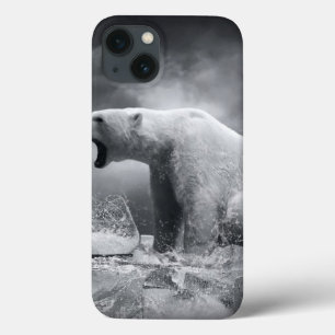 iPhone 13 Coque Chasseur blanc d'ours blanc sur la glace dans
