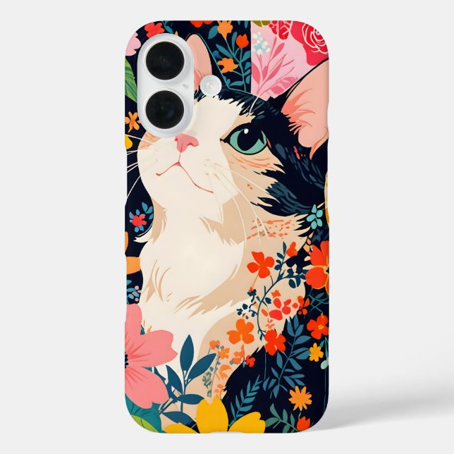Coques Case-Mate iPhone Chat à écailles florales (Verso)