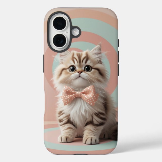 Coques Case-Mate iPhone Chat adorable avec Cravate en bois sur Pastel doux (Verso)