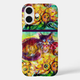 COQUE POUR iPhone 16 CHAT AVEC RIBBON ROUGE ET SOUFFRES