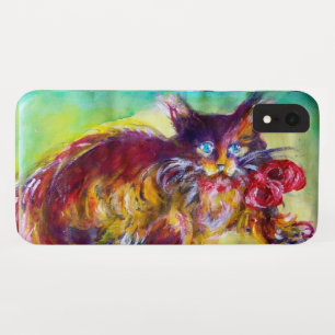 ETUI iPhone Case-Mate CHAT AVEC RIBBON ROUGE ET SOUFFRES