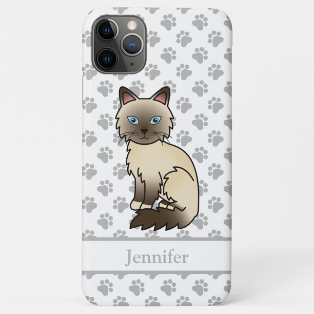 Coques Case-Mate iPhone Chat Birman / Ragdoll Point Chocolat & Nom Mignon (Dos)