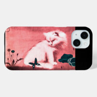 CHAT BLANC AVEC BEURRE NOIR EN ROSE