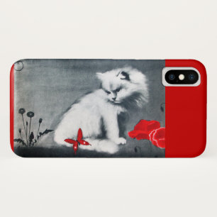 ETUI iPhone Case-Mate CHAT BLANC AVEC BOUTEILLE ROUGE
