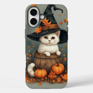 Coque Pour iPhone 16 Plus Chat blanc d'Halloween