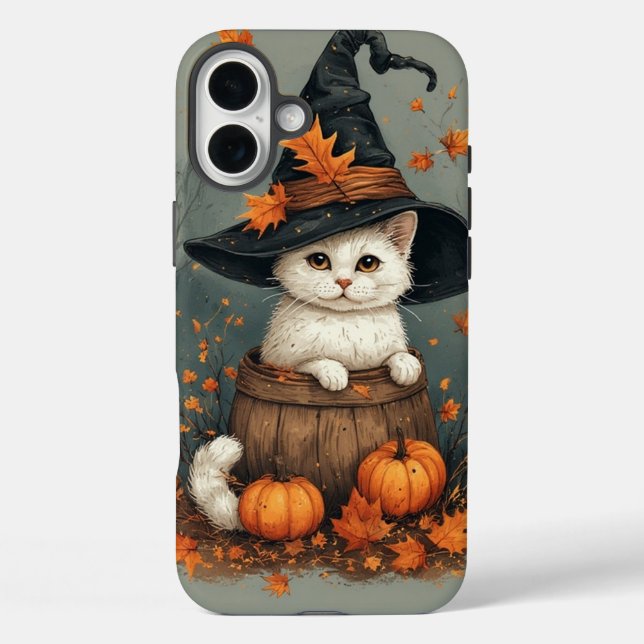 Coques Case-Mate iPhone Chat blanc d'Halloween (Verso)