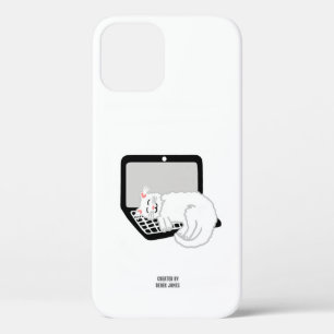 Case-Mate iPhone Case Chat blanc dormant sur ordinateur portable Apple i