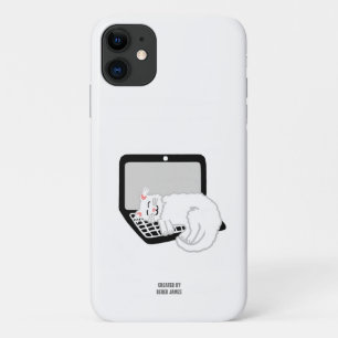Case-Mate iPhone Case Chat blanc dormant sur ordinateur portable Apple i