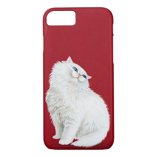Coques Case-Mate iPhone Chat blanc perse sur rouge (Dos)