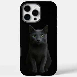 Coque iPhone 16 Pro Max Chat bleu russe Black 4 Luxe iPhone 16 Pro Max