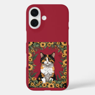 Coque Pour iPhone 16 Chat calicot du Maryland et fleurs de Susan aux ye