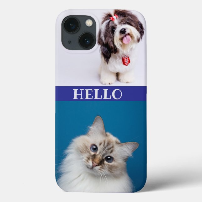 Coques Case-Mate iPhone Chat & Chien moderne violet chic monogrammé Retour (Verso)