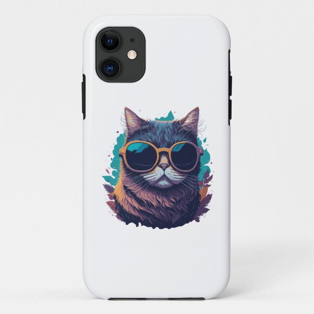 Coques Case-Mate iPhone Chat cool avec lunettes de soleil (Dos)