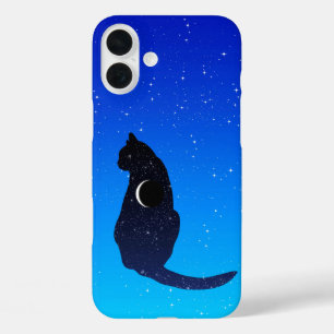 Coque Pour iPhone 16 Plus Chat cosmique sur un fond de ciel étoilé