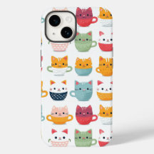 Chat dans des tasses de thé café motif mignon et c
