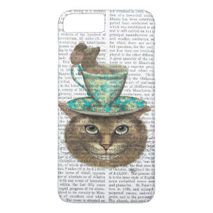 Coque iPhone 8 Plus/7 Plus Chat de Cheshire avec la tasse sur la tête