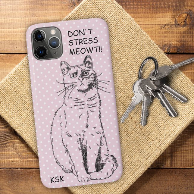 Coques Case-Mate iPhone Chat de Country Ne Stresse Pas MIAOU Rose à Points (Créateur téléchargé)