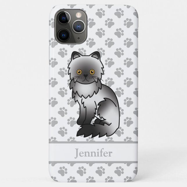 Coques Case-Mate iPhone Chat de dessin animé persan mignon fumée & nom (Dos)
