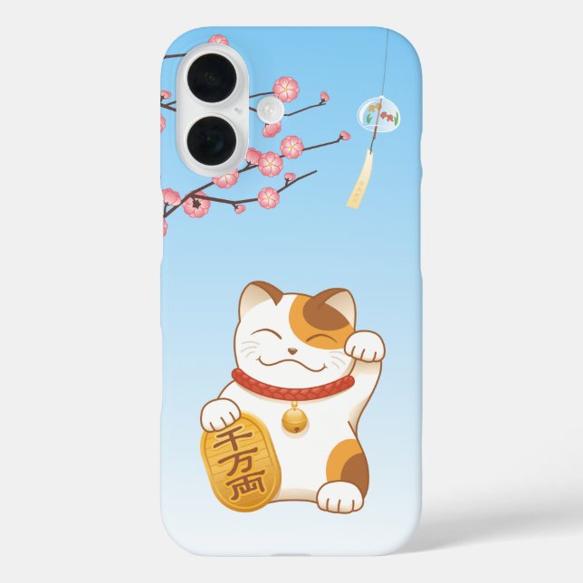 Coques Case-Mate iPhone Chat de la Chance Japonais, Maneki Neko Calico (Verso)