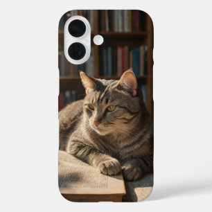 Coque Pour iPhone 16 Chat de livre confortable