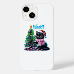 Coque Case-Mate iPhone Chat de Noël amusant Avec Sticker Arbre