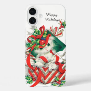 Coque Pour iPhone 16 Plus Chat de Noël rétro vintage