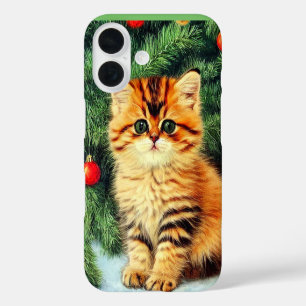 Coque Pour iPhone 16 Chat de Noël Vintage