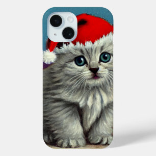 Coque Case-Mate iPhone Chat de Noël Vintage à Santa Hat