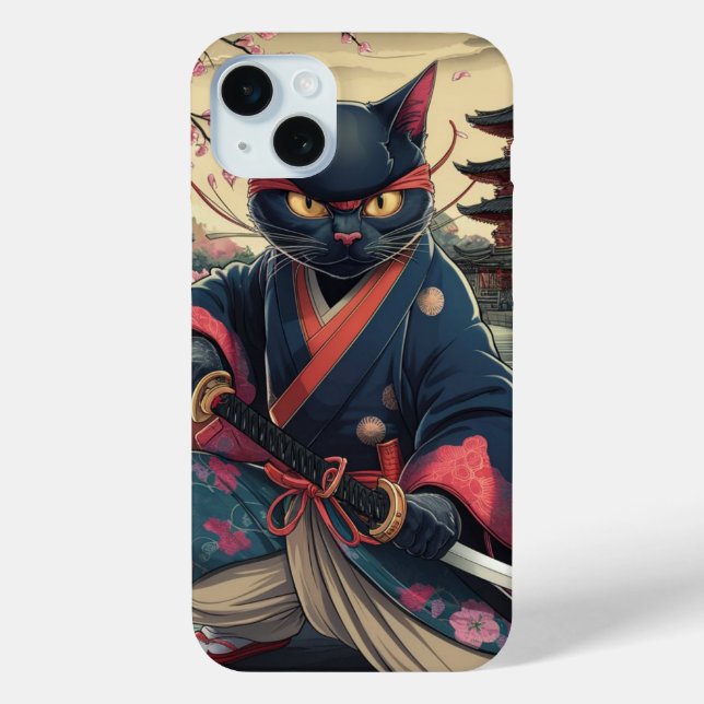 Coques Case-Mate iPhone Chat de samouraï japonais Kimono Katana  (Verso)