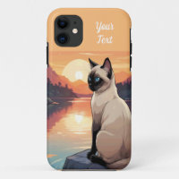 Chat de Siamese par le lac