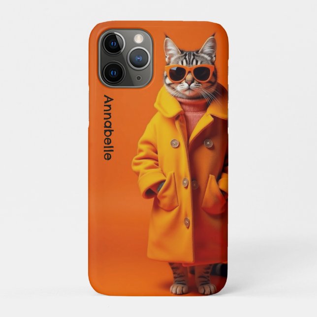 Coques Case-Mate iPhone Chat de voyage orange élégant  (Dos)