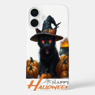 Coque Pour iPhone 16 Chat d'Halloween