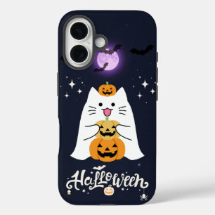 Coque Pour iPhone 16 Chat d'Halloween au clair de lune – Nuit effrayant