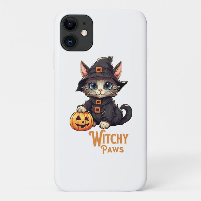 Coques Case-Mate iPhone Chat d'Halloween aux pattes ensorcelées (Dos)