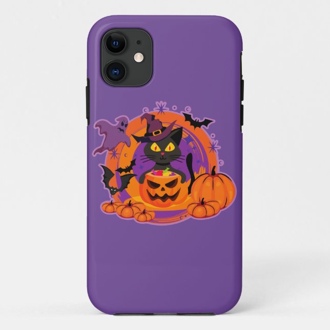 Coques Case-Mate iPhone Chat D'Halloween Et Citrouilles (Dos)