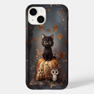 Coque Case-Mate iPhone Chat d'Halloween sur une citrouille avec des hibou