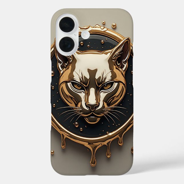 Coques Case-Mate iPhone Chat doré Luxueux portrait🐈 (Verso)