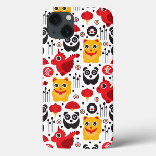 iPhone 13 Case Chat, dragon, et panda chanceux de la Chine