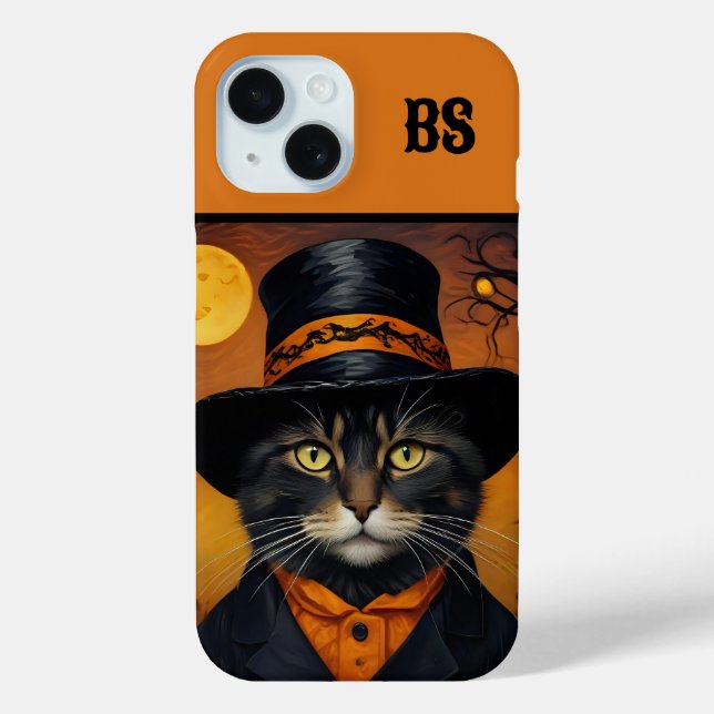 Coques Case-Mate iPhone Chat éffrayant d'Halloween caché (Verso)