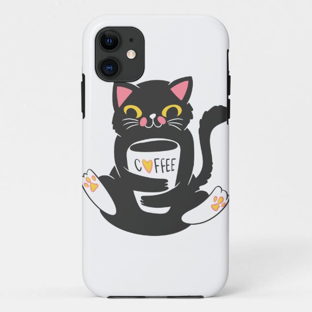 Coques Case-Mate iPhone Chat embrassant une tasse de café - Choisir colo a (Dos)