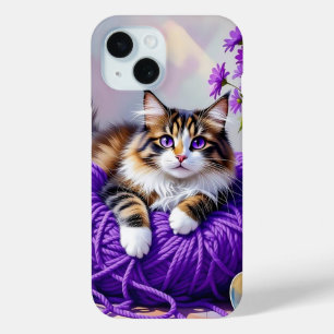 Coque Case-Mate iPhone Chat en fil de pourpre et fleurs